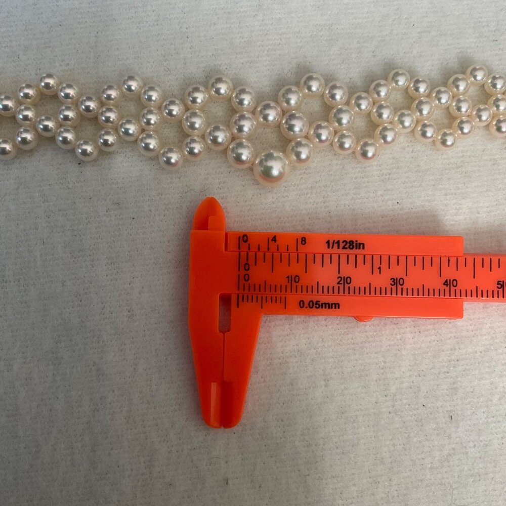 Mikimoto 4-7.5mm K18 Expert technique lace collar akoya pearls necklace w/case - Picture 10 of 14